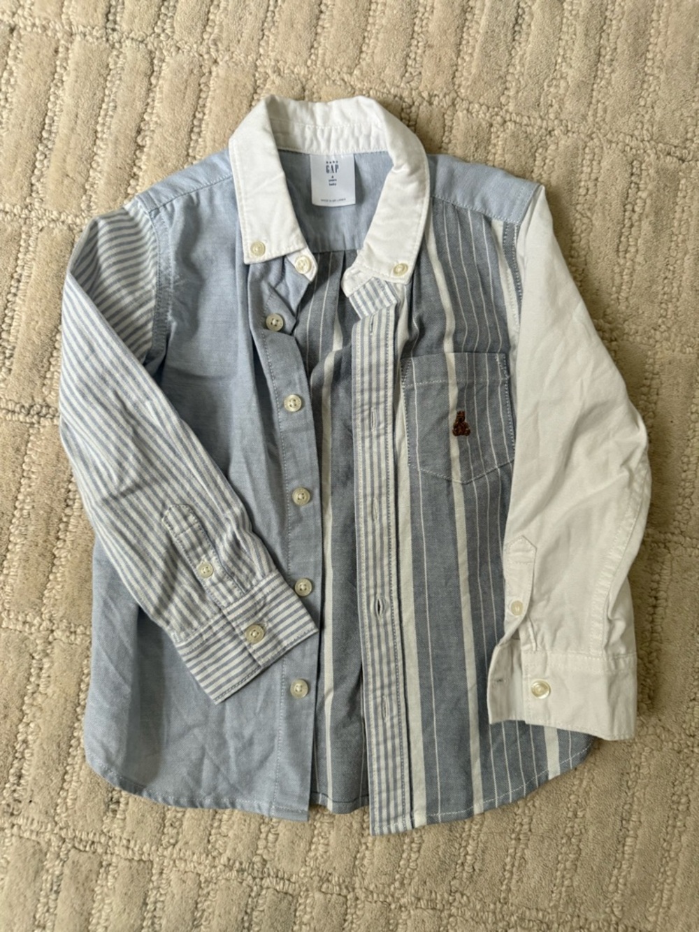 GAP Mixed Blue and White Striped Patchwork Shirt